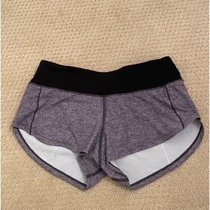 lululemon, heather grey speed up shorts